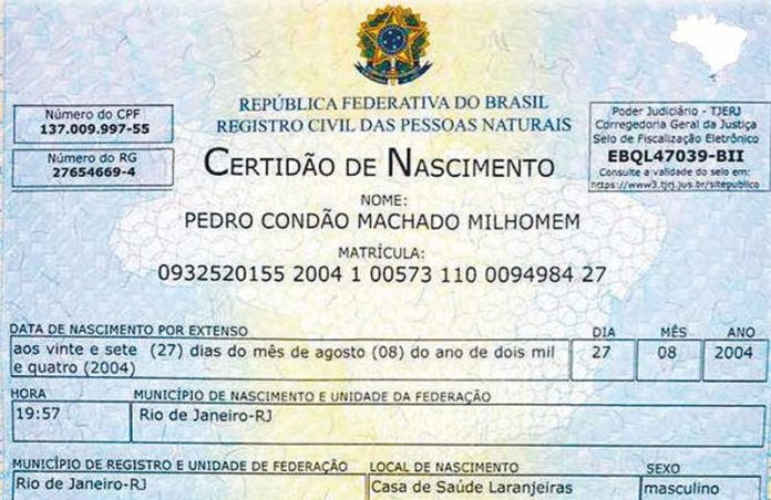 bebes-RG-RJ-Close Modelo da nova certidão de nascimento