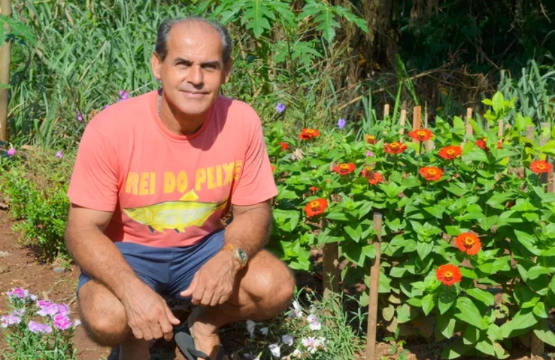 Foto: Carol Giantomaso/G1|Capacete e vaso sanitário viram vasos de flores/Foto: Carol Giantomaso/G1