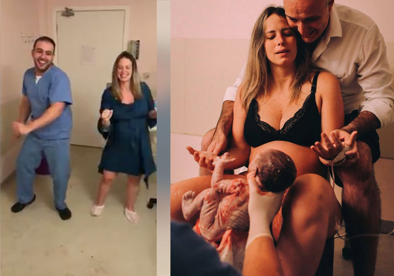 Fotos: reprodução / Facebook - Foto do parto fornecida e autorizada pelo casal