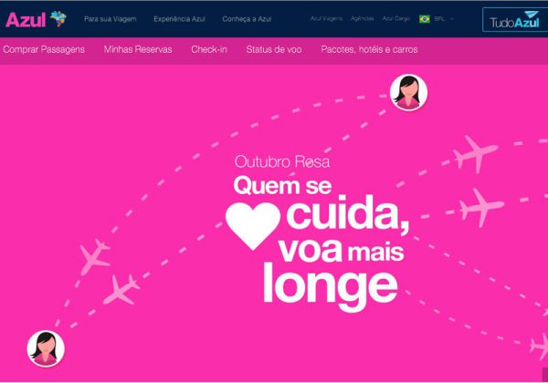 Site da Azul no Outubro Rosa - Foto: reprodução / portal Azul