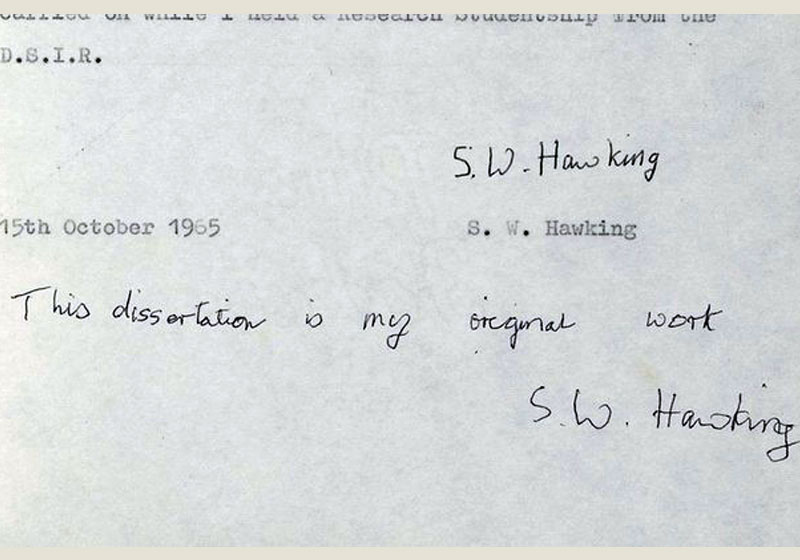 Foto: reprodução / University of Cambridge/Stephen Hawking|