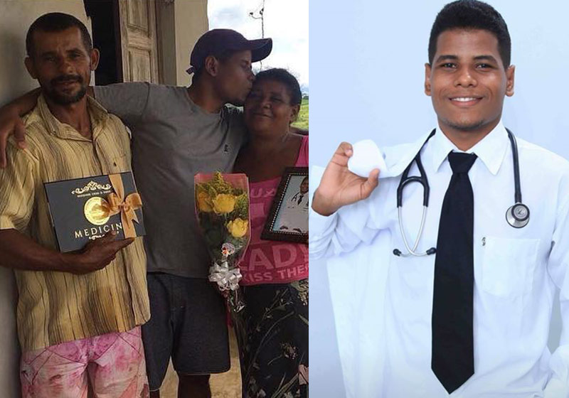 João Costa com os pais - Fotos: reprodução / Lagartense