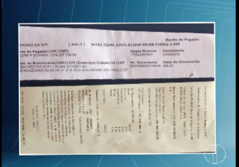 Boleto e o comprovante de pagamento - Foto: reprodução / InterTV/G1|