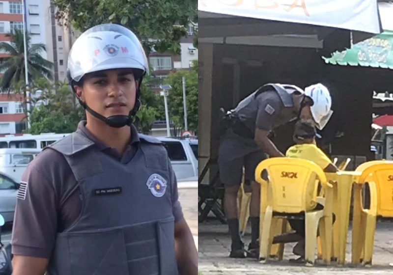 PM Miqueias e o menino -Fotos Débora Camarinho