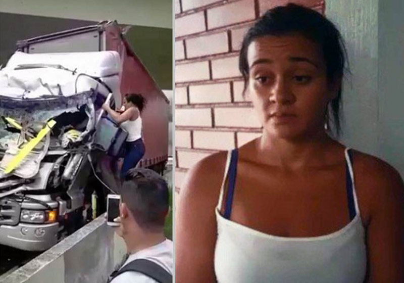 Leiliane no dia do desastre e agora - Fotos: reprodução