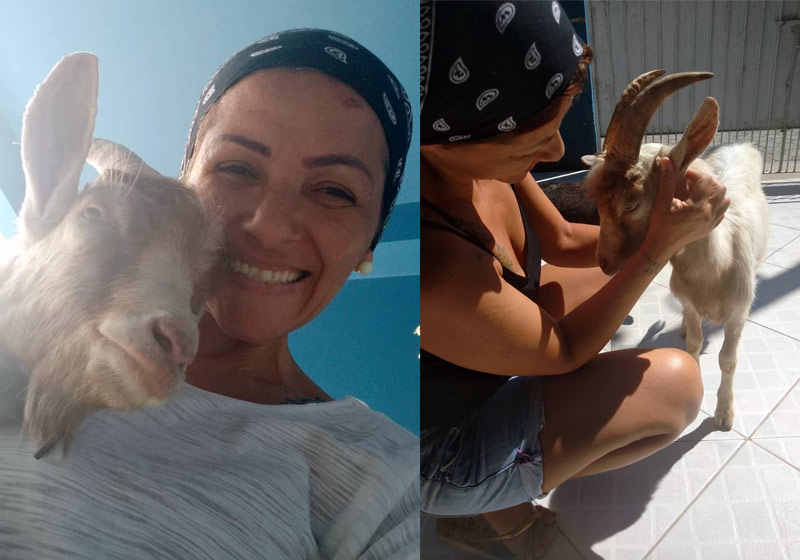 Silvana e o bode - Fotos: arquivo pessoal