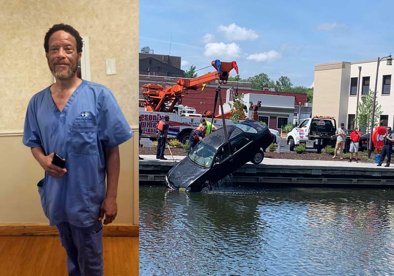 Andrew e o carro - Fotos: Salisbury Fire Department e Salisbury Police