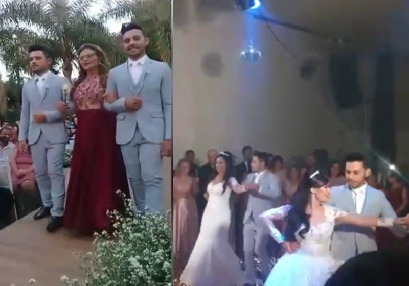 Os gêmeos com a mãe e esposas - Fotos: arquivo pessoal