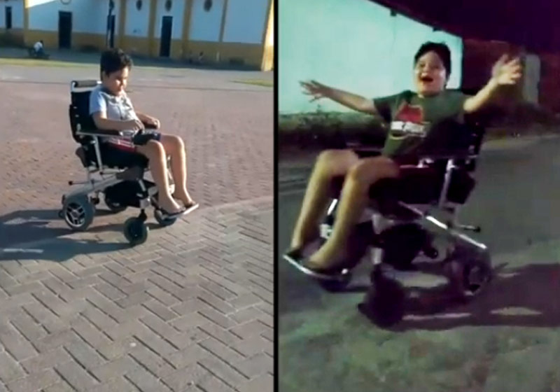 Miguel estreia a cadeira motorizada - Fotos: arquivo pessoal - divulgação autorizada ao SnB|