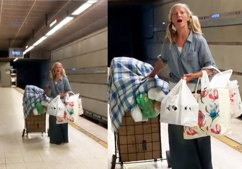 Emily Zamourka cantando no metrô - Foto: reprodução / LATimes