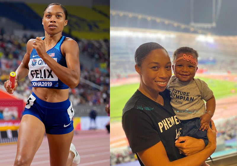 Allyson Feliz na corrida e com a filha - Fotos: reprodução / Instagram
