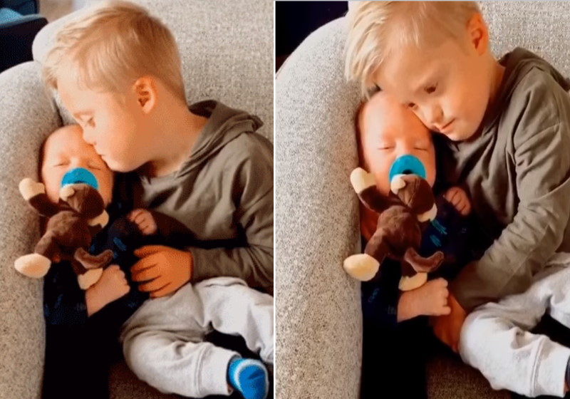 Foto: reprodução Facebook|O garotinho Welles e a mãe Oakley Foto: Instagram