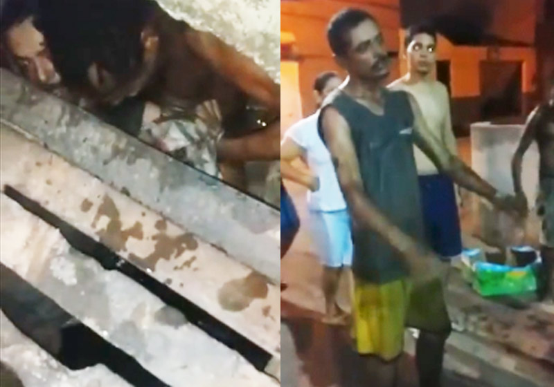 Os heróis no esgoto e Ronald em pé - Fotos: reprodução / Instagram