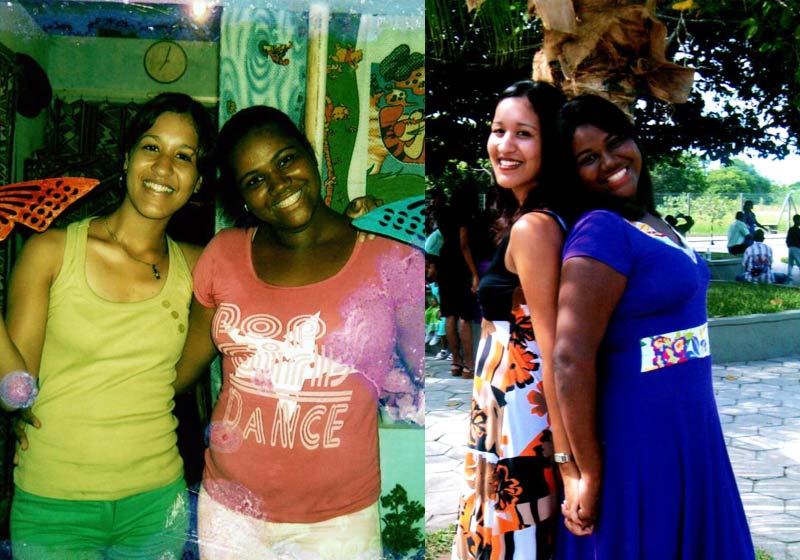 Manuela (esq) e Evanilma em 1999 e agora - Fotos: arquivo pessoal||||