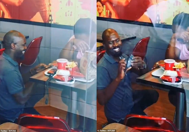 Hector e Nonhlanhla no KFC - Fotos: reprodução / Twitter