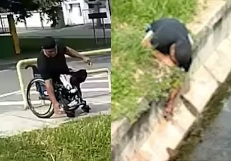 Abu Mujtahid salvando o gatinho - Foto: reprodução / DailyMail