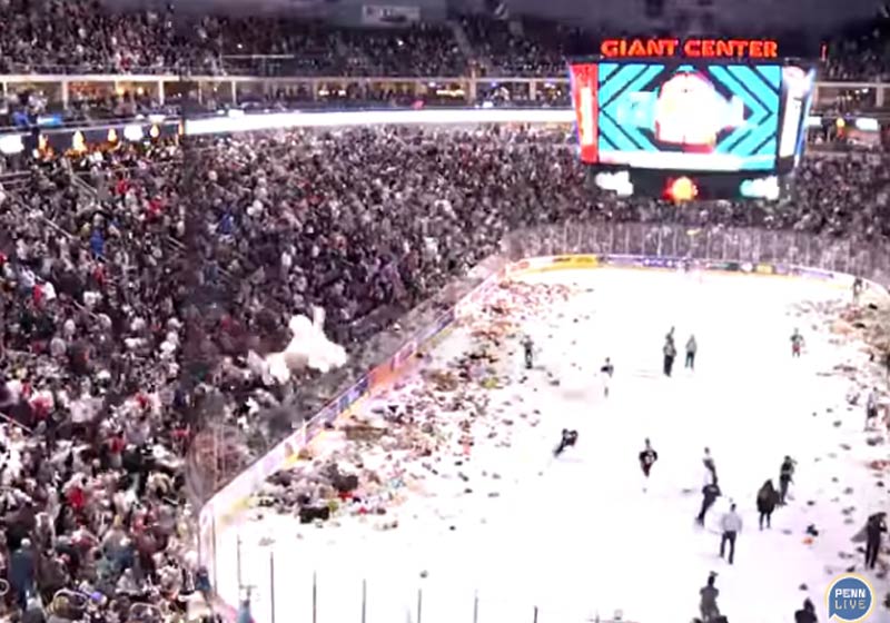 Torcida joga ursinhos - Foto: Hershey Bears / Great Save Productions FacebookTwittermail mailReddit