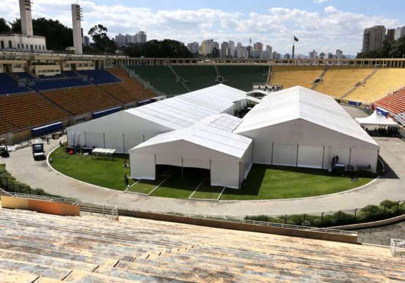 Hospital de campanha no Pacaembu - Foto: Sergio Andrade/Reprodução