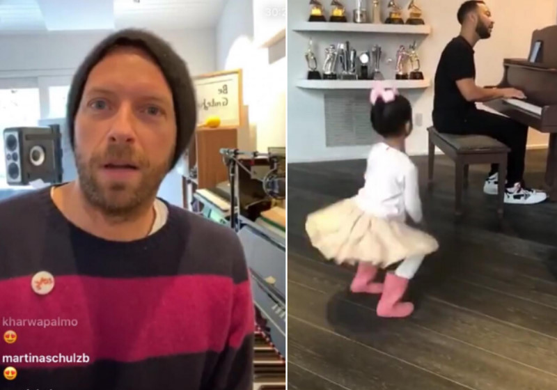 Martin fez transmissão e Legend mostrou a família Foto: reprodução Instagram