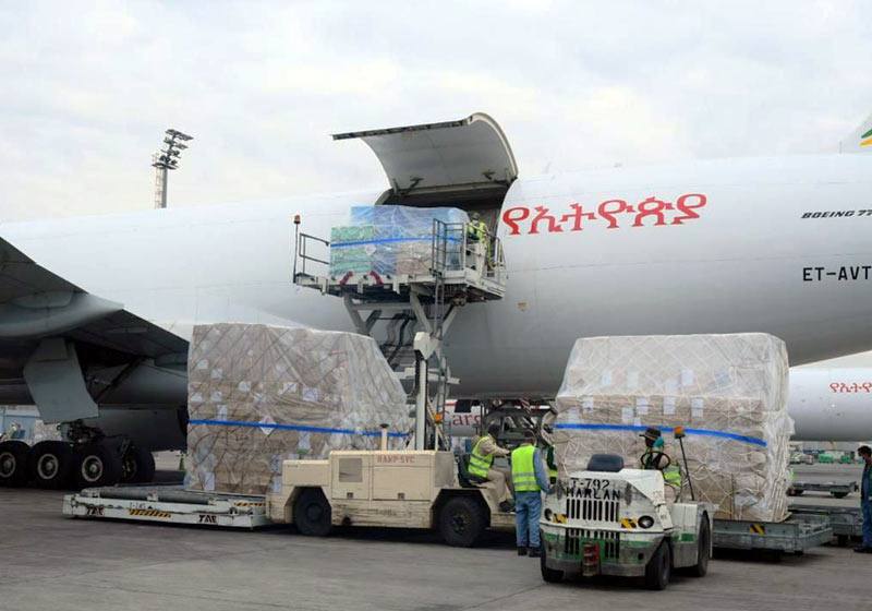 Chegada dos kits à Etiópia - Foto: reprodução / Twitter|