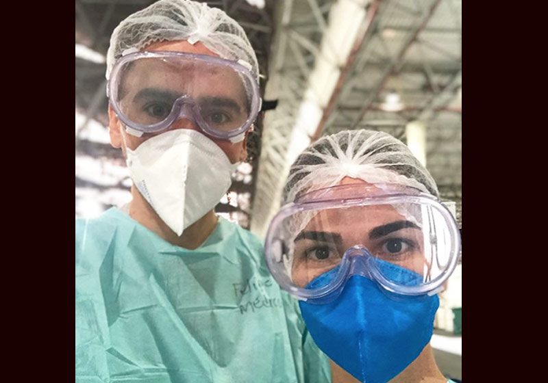 Felipe e Liz no Hospital de Campanha do Anhembi - Foto: reprodução / Instagram
