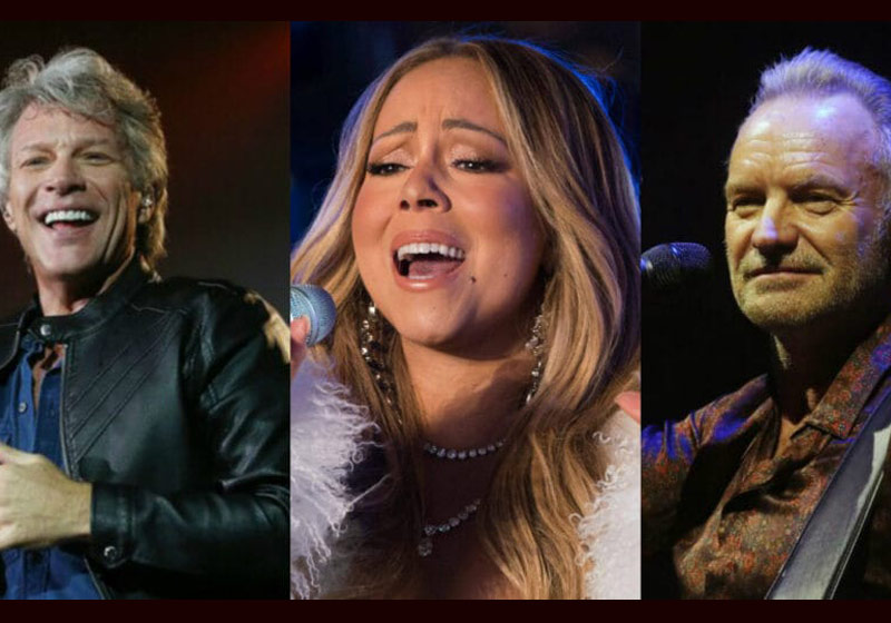 Bon Jovi, Mariah Carey e Sting - Fotos: Ricardo Matsukawa | Don Emmert | Divulgação