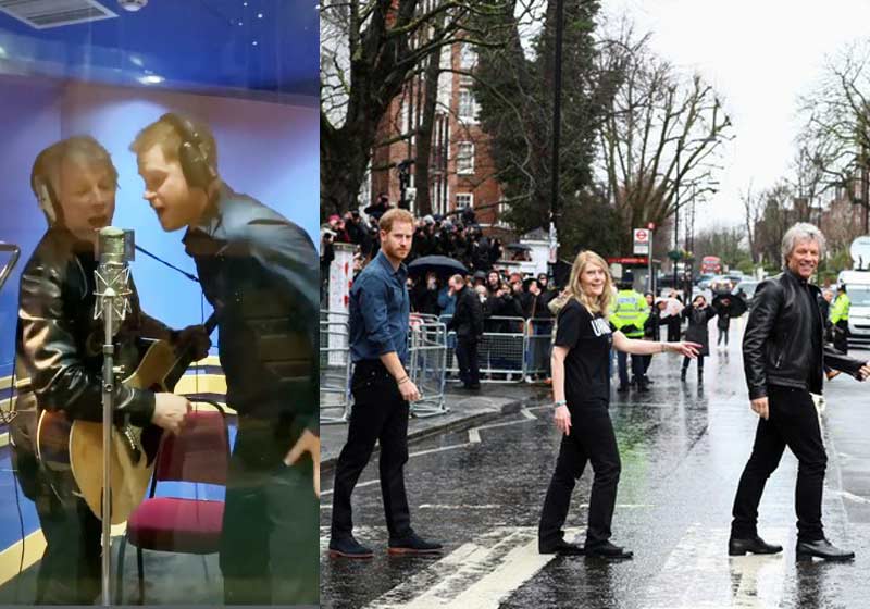 Harry e Bon Jovi na Abbey Road - Fotos: reprodução / Instagram / Reuters|