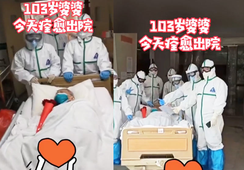 Idosa curada tendo alta - Foto: reprodução / vídeo