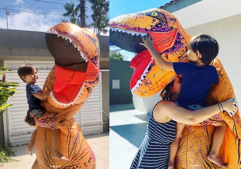 Papai dinossauro e a família - Fotos: reprodução / Redes Sociais