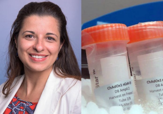 Daniela Ferreira e a vacina - Fotos: LSTM e Universidade de Oxford