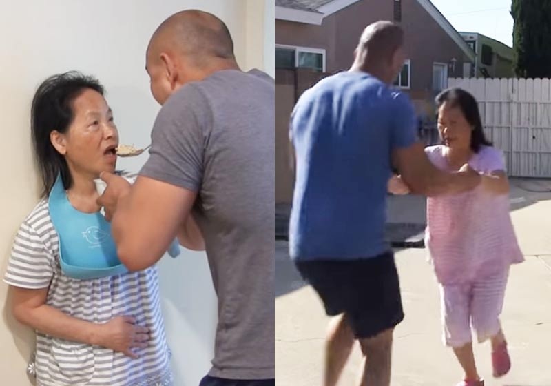 Frank estimulando a mãe - Fotos: reprodução / Youtube