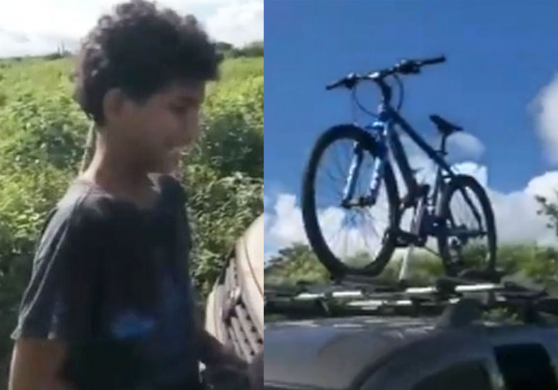 Marcio se emociona ao ganhar a bike - Foto: reprodução / WhatsApp