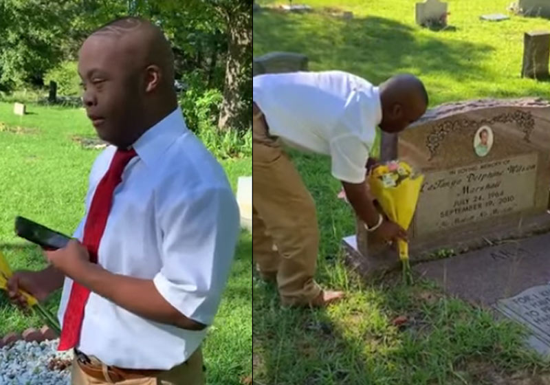 Paul Jr agradece no túmulo da mãe - Fotos: reprodução / Facebook