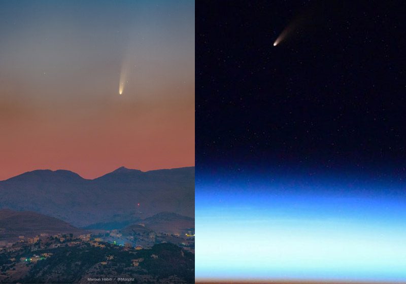 Cometa NEOWISE - Fotos: Maroun Habib e van Vagner/Roscosmos/NASA