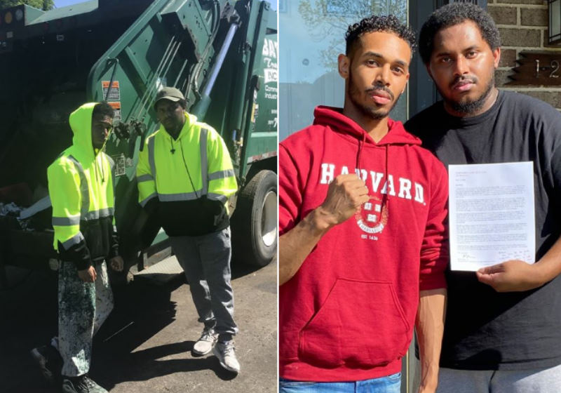 Rehan e o irmão mais velho segurando a carta de aceitação Foto: reprodução Facebook