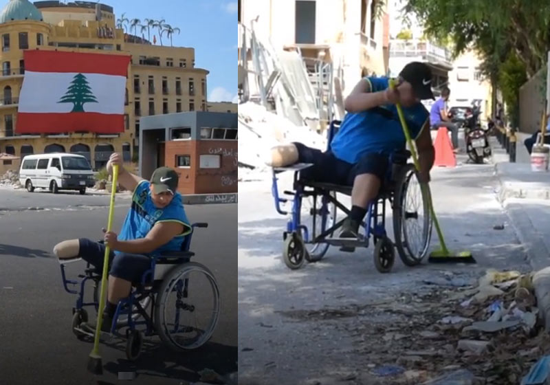 Mohamed limpando destroços - Fotos: reprodução / DW