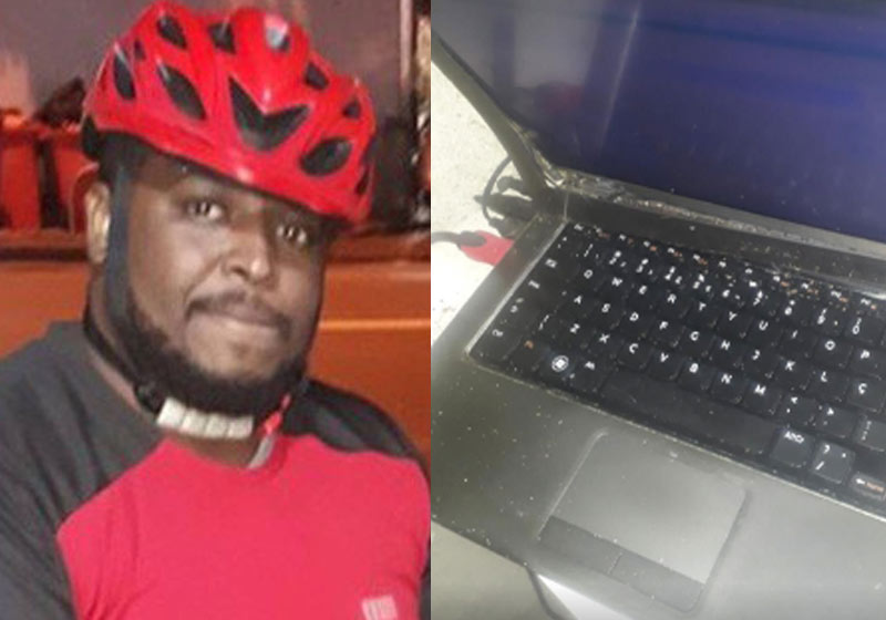 Vitor Eleotério e o computador - Fotos: arquivo pessoal