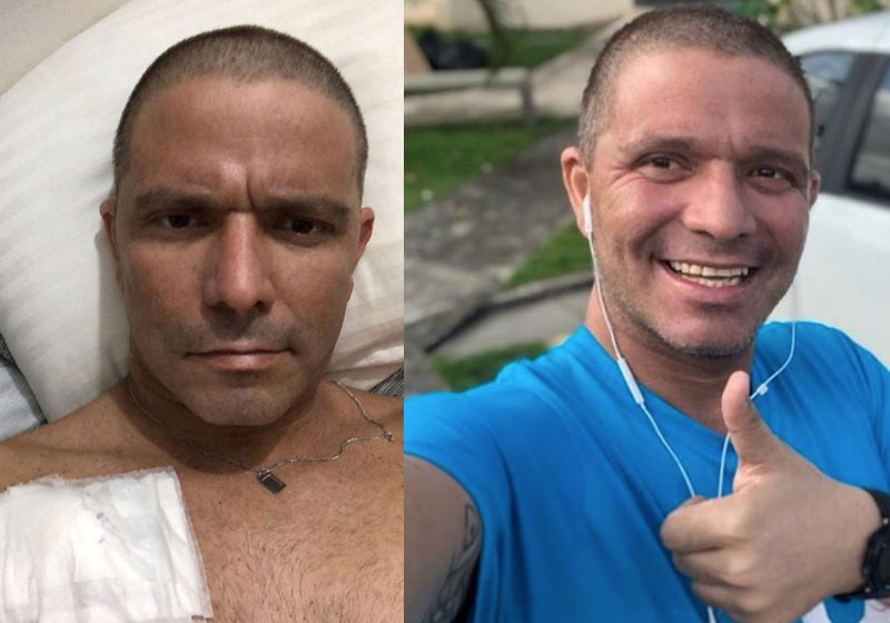 Buno Lopes na quimio e no triatlo - Fotos: Instagram