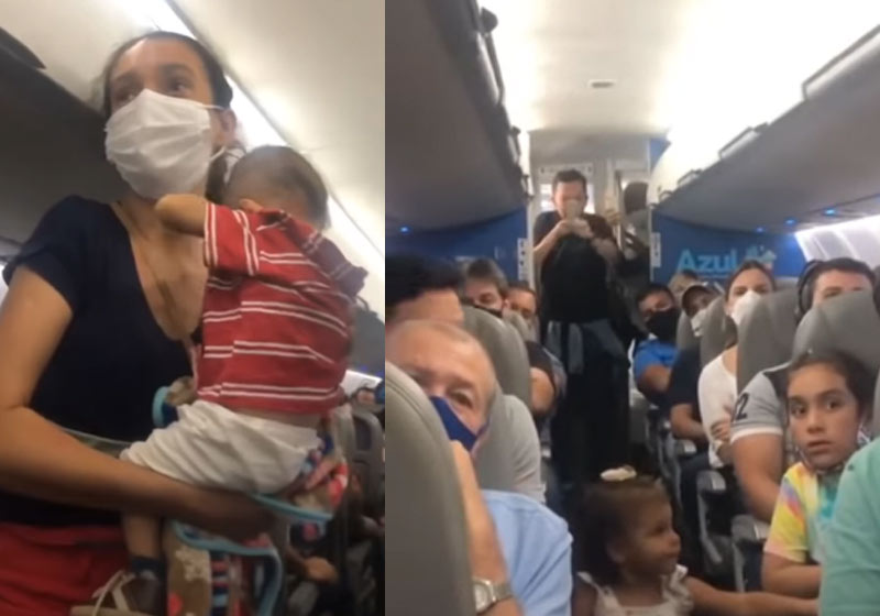 Mãe filho e vaquinha no voo - Foto: reprodução / Aeroin