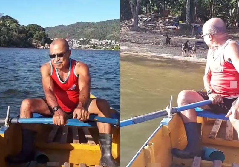 Seu Joatã indo alimentar animais na ilha - Foto: reprodução / Instagram