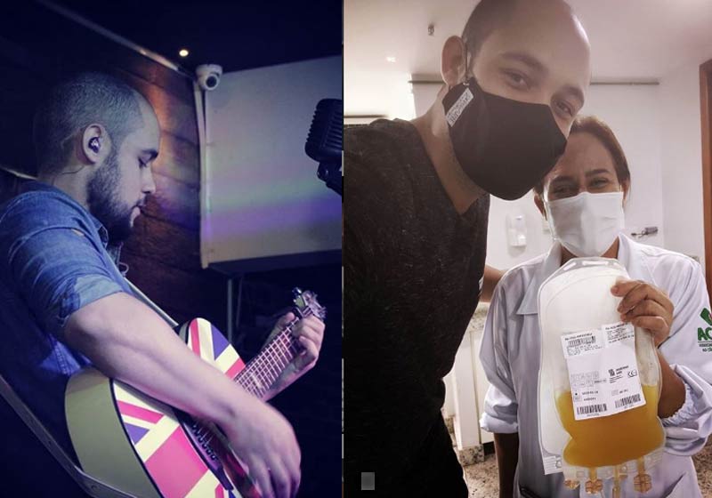 Gabriel Totti no estúdio e no banco de sangue - Fotos: Instagram