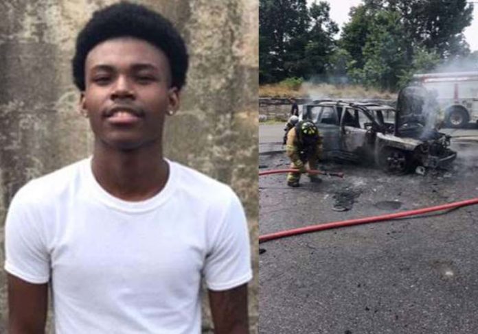 jovem-salva-familia-carro-close Justin Gavin e o carro - Foto: Waterbury Police Department