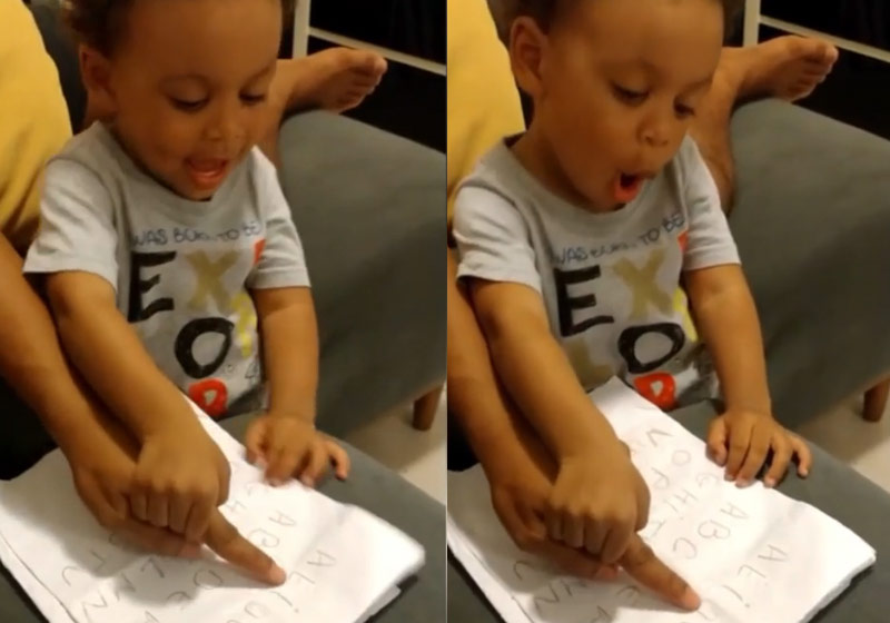 Gabriel lê o abecedário com a mãe - Foto: reprodução / Instagram