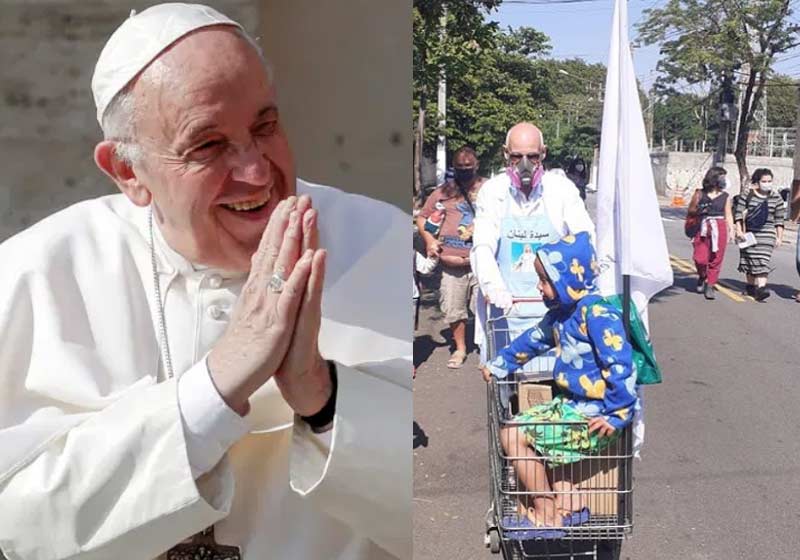 Papa Franciso e Padre Júlio Fotos: Remo Casilli/Reuters/ e Instagram