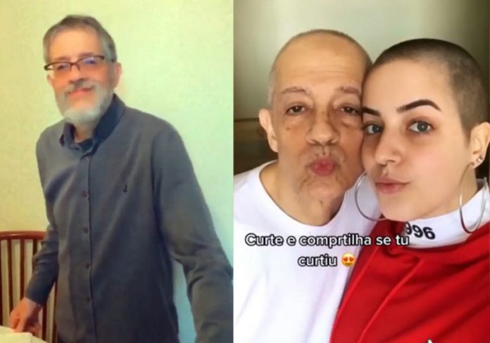 Filha-raspa-cabelo-pai-close Oscar e Natália após rasparem os cabelos - Fotos: reprodução / Instagram