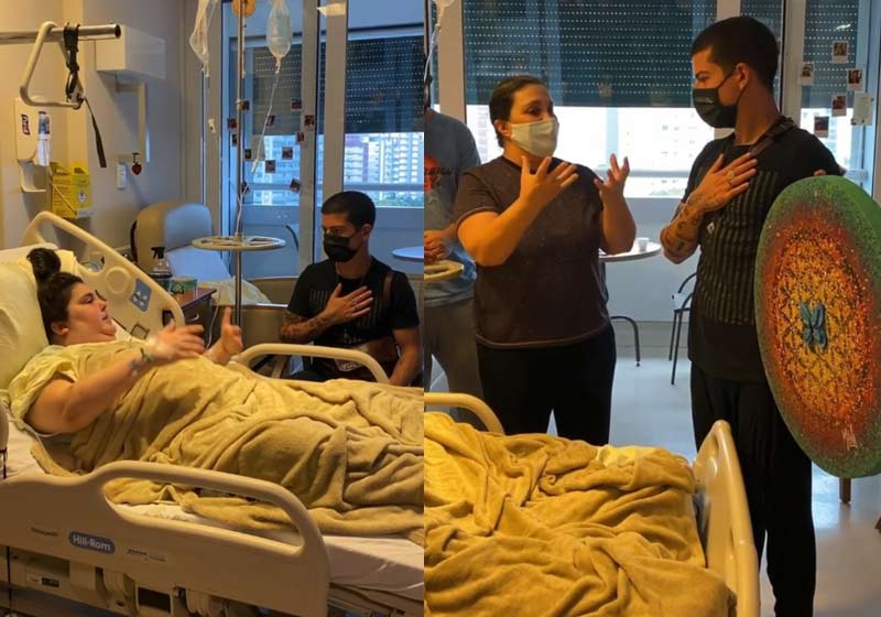 Ritinha, Mena e o quadro - Fotos: reprodução / Instagram