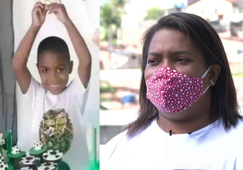 Miguel e a mãe, Mirtes - Fotos: reprodução / Facebook e TV Globo