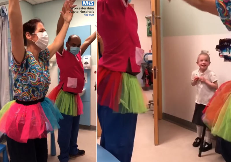 Medicos dançando pra Izzy - Fotos: Worcestershire Acute Hospitals NHS Trust