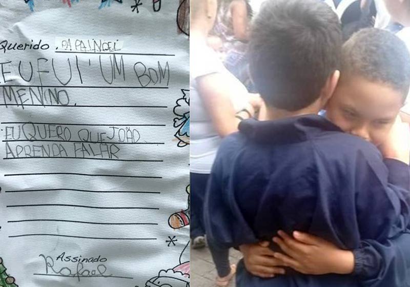 A cartinha, João e Rafael - Fotos: reprodução / Facebook