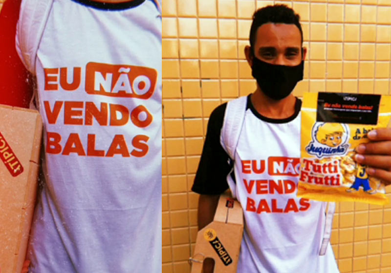 Cassiano e as balas com mensagens positivas - Fotos: divulgação